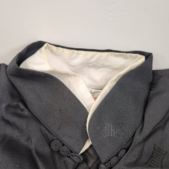 Vintage Plum Blossom Asian Chinese Jacket Black Mens Size Medium - Picture 5 of 12